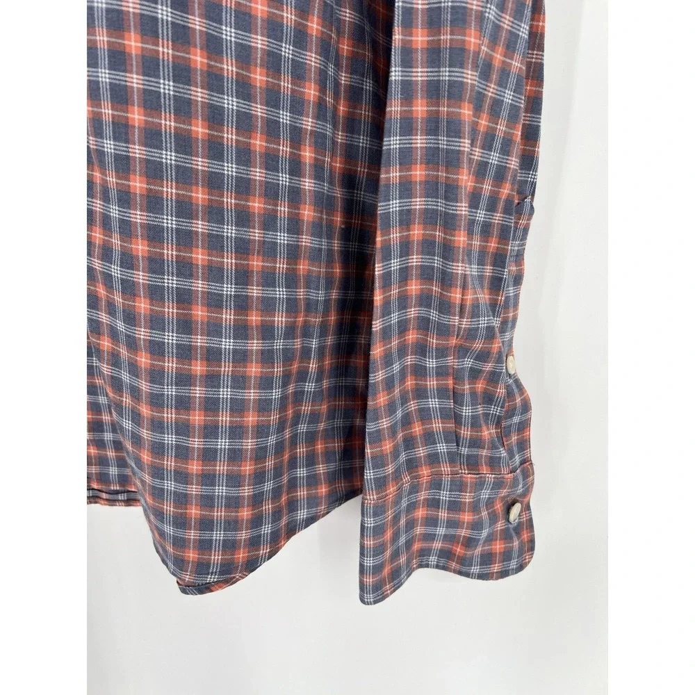 Faherty Mens Reddish Blue Gray Plaid Button Up Long Sleeve Cotton Shirt XL - Picture 8 of 15